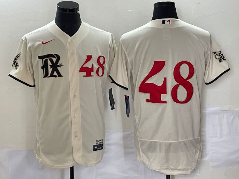 Men Texas Rangers #48 No Name Nike Cream 2023 City Connect Replica Player Elite MLB Jersey